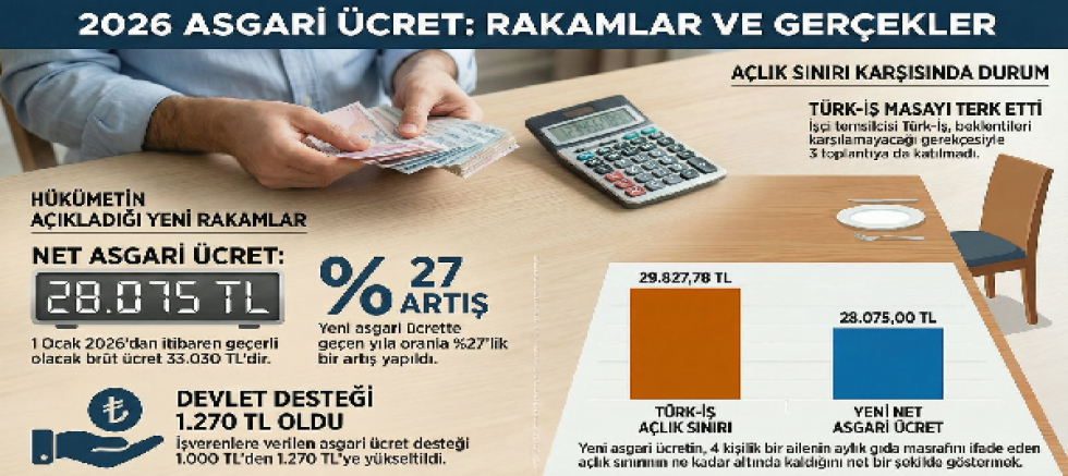 2026 Yılı Asgari Ücret 28 bin 75 TL Olarak Açıklandı.